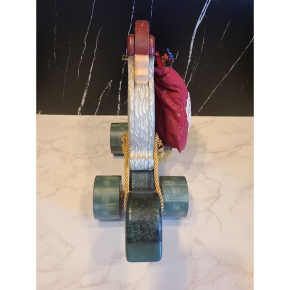 1994 HandMade SantaClaus Duck Sleigh Solid Wood Figurine Folk Art One Of A Kind - Picture 2 of 12